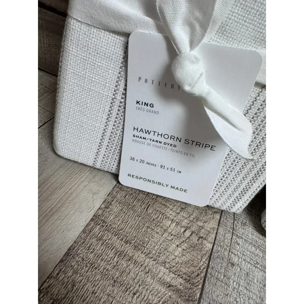 NWT Pottery Barn Hawthorn Stripe Shams King Taupe